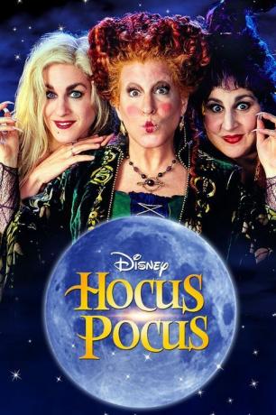 Drei verrückte Hexen auf einem Filmplakat für den Disney-Film Hokuspokus