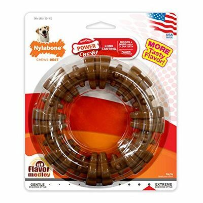 Nylabone Power Chew Texturierter Hundekauring Spielzeuggeschmack Medley Geschmack X-LargeSouper - 50+ lbs.