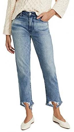 Cropped-Jeans mit geradem Bein und hohem Bund