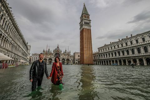 Flut erhöht den Wasserstand in Venedig