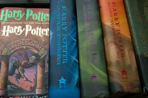 Eine Sammlung von Harry-Potter-Büchern ist im Haus von Caitlin Moore in Washington, DC, abgebildet.