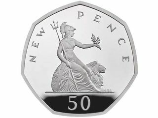 50p neues Pence Britannia-Designfoto