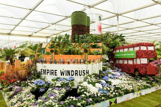 Detail des Windrush-Gartens im großen Pavillon auf der RhS Chelsea Flower Show 2018