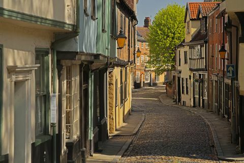 Stadt Norwich - gepflasterte Straßen