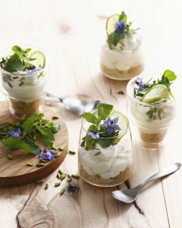 Essbare Blumen - Mojito-Käsekuchen