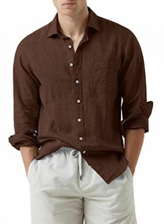 Braunes Button-Down-Hemd