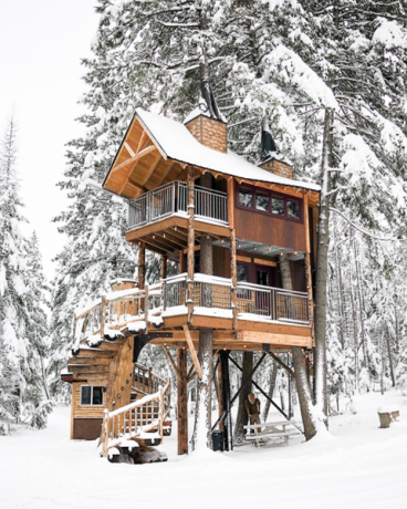 montana baumhaus retreat im schnee