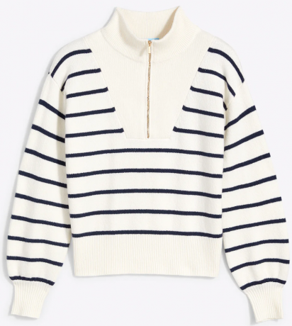 Gestreifter Pullover mit Reißverschluss in Mariner Stripe