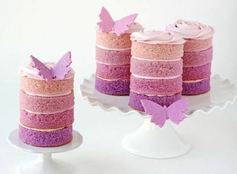 Lila Ombre Kuchen Schmetterlinge