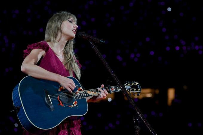 Kansas City, Missouri, 8. Juli, nur zur redaktionellen Verwendung, keine Buchumschläge. Taylor Swift tritt am zweiten Abend der Taylor Swift The Eras-Tour auf der Bühne auf Auf dem Geha-Feld im Arrowhead-Stadion am 8. Juli 2023 in Kansas City, Missouri, Foto von Fernando Leontas23Getty Images für Tas-Rechte Management