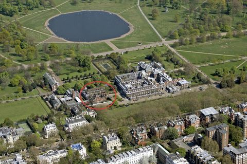 Gebäudeäußeres und Kensington-Palast und Garten, Luftaufnahme