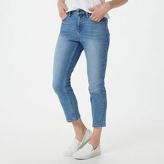 Normale kurz geschnittene Jeans mit geradem Bein