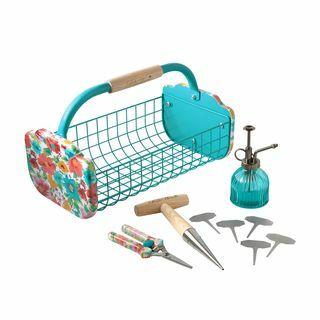 Das Pioneer Woman Breezy Blossom Gartenwerkzeug-Set mit Korb