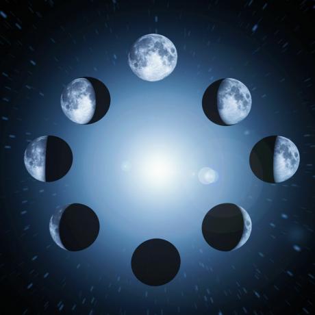 Abbildung mit acht Mondphasen