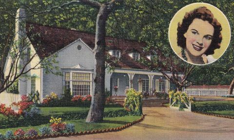 Vintage Souvenir Postkarte, Judy Garland's Bel Air Home, Movie Star Homes Serie, ca 1938