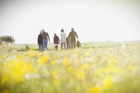 Familienwanderung auf dem Land