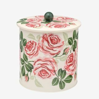 Pink Roses Tin Biscuit Barrel